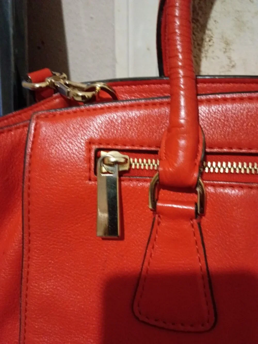 Michael Kors Mandarin Sophie Leather Satchel Large Zip Top Bag Tote Satchel Red - Picture 4 of 16